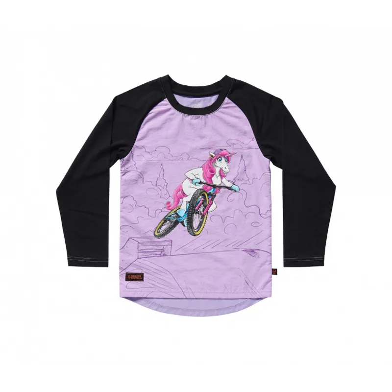 Kids Ride Shotgun Unicorn Windproof Kids Jersey - Pink/Black